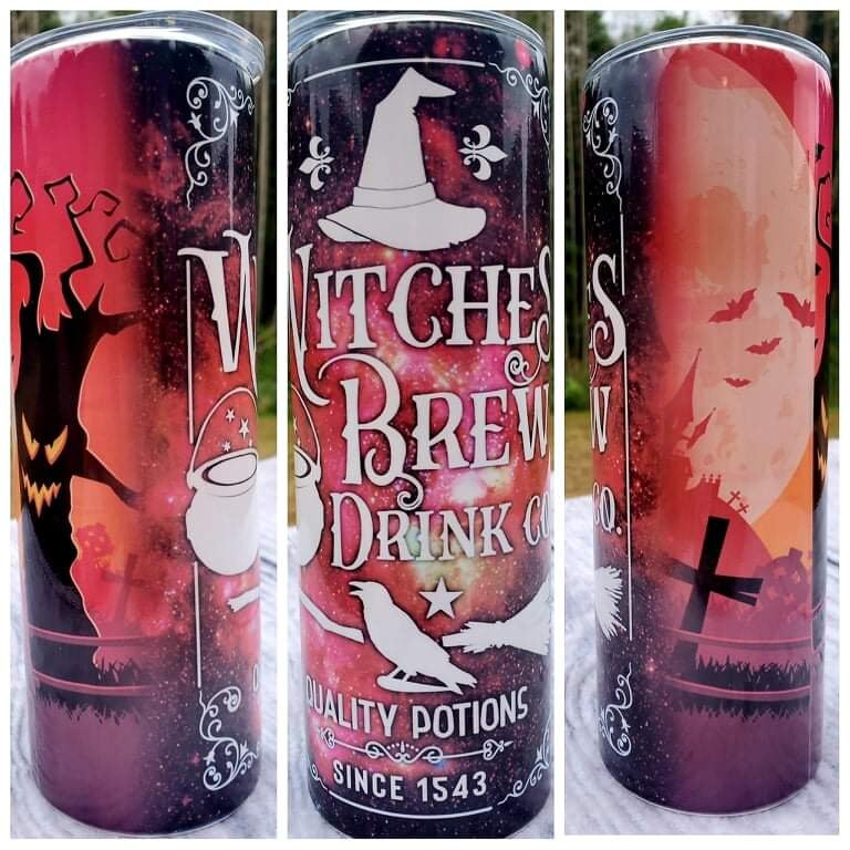 Witches Brew tumbler, Halloween spooky cup, horror fan cup, stainless steel tumbler