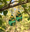 💚🖤 Army Camo Glitter Teardrop Earrings | Military Wife Earrings | Camouflage Dangle Earrings | Army Pride Jewelry Gift