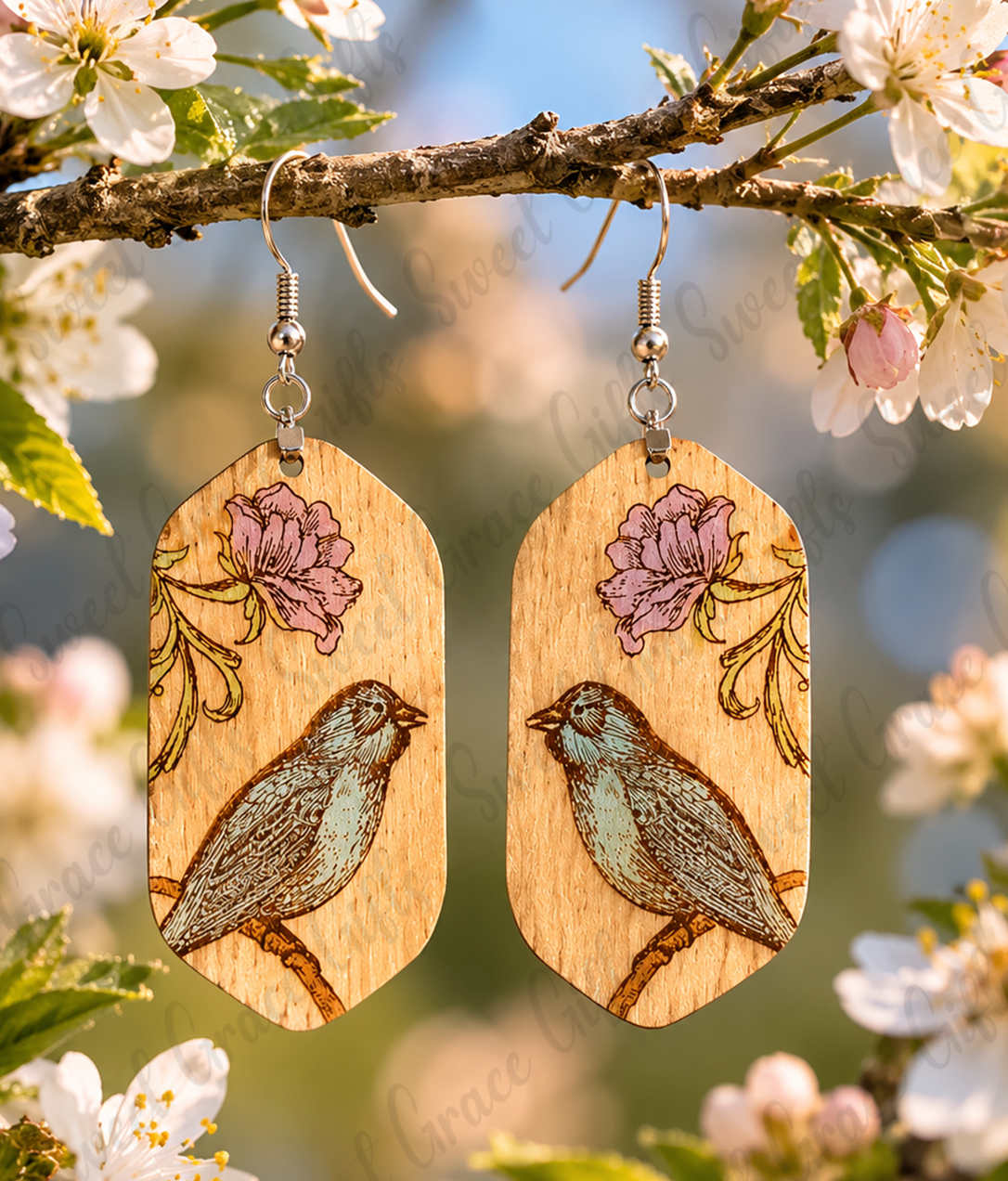 earrings, wood earrings, bird earrings, bird earrings dangle, wood dangle earrings, bird lover, bird lover gift, bird lover earrings