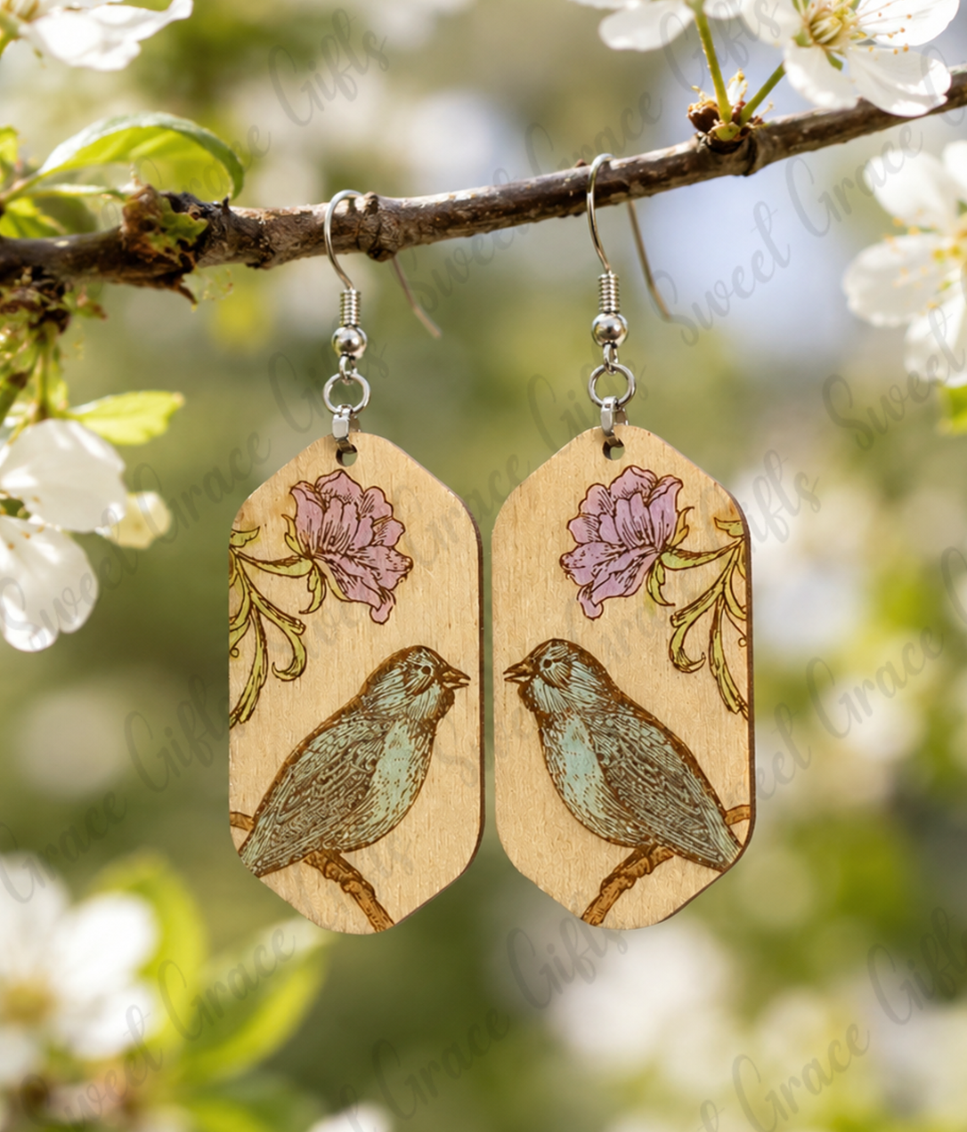 earrings, wood earrings, bird earrings, bird earrings dangle, wood dangle earrings, bird lover, bird lover gift, bird lover earrings