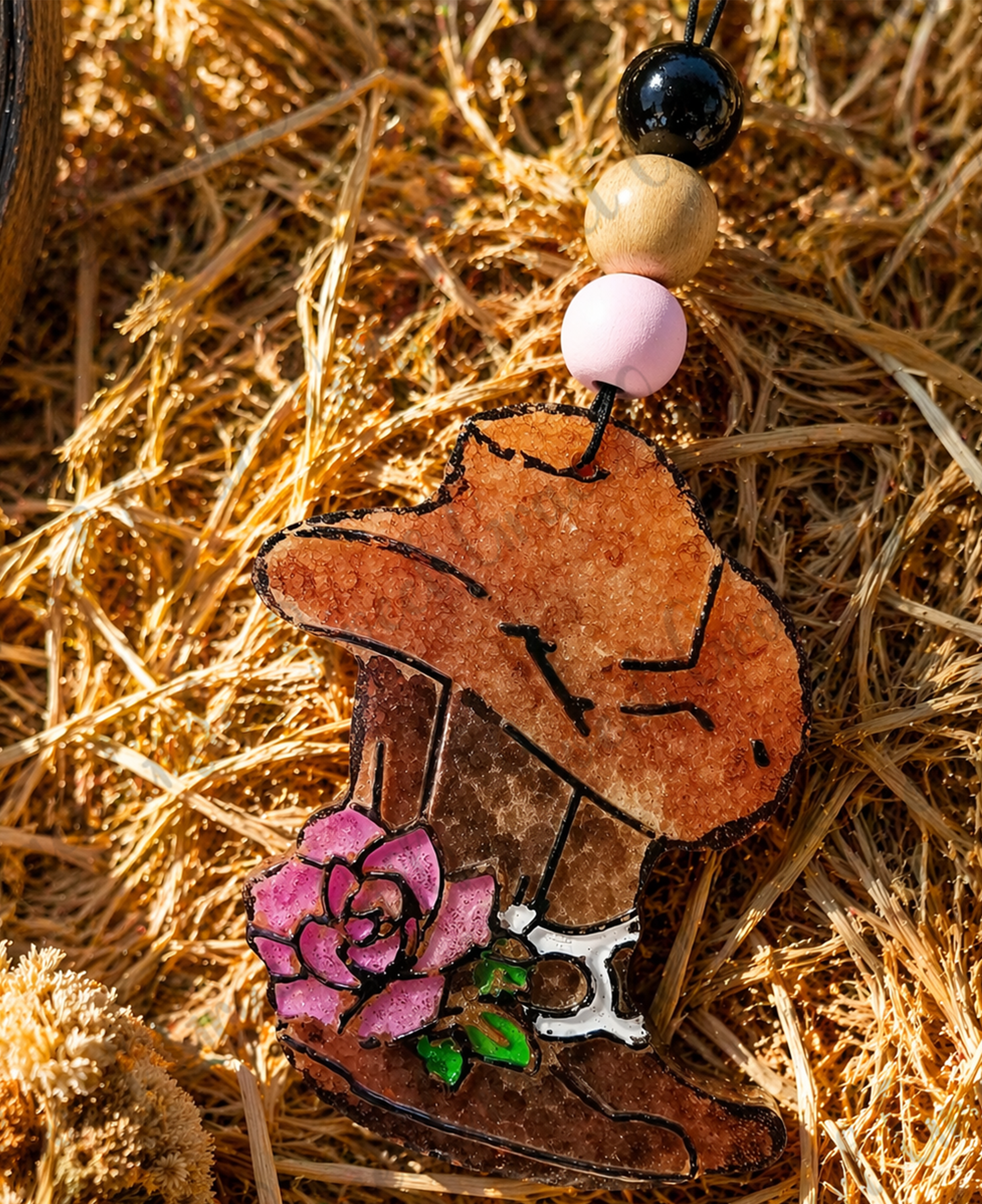 Cowgirl Boot Car Freshie with Pink Floral Design | Western Car Air Freshener | Handmade Hanging Car Charm | Cute Cowgirl Gift | Rustic Car Decor