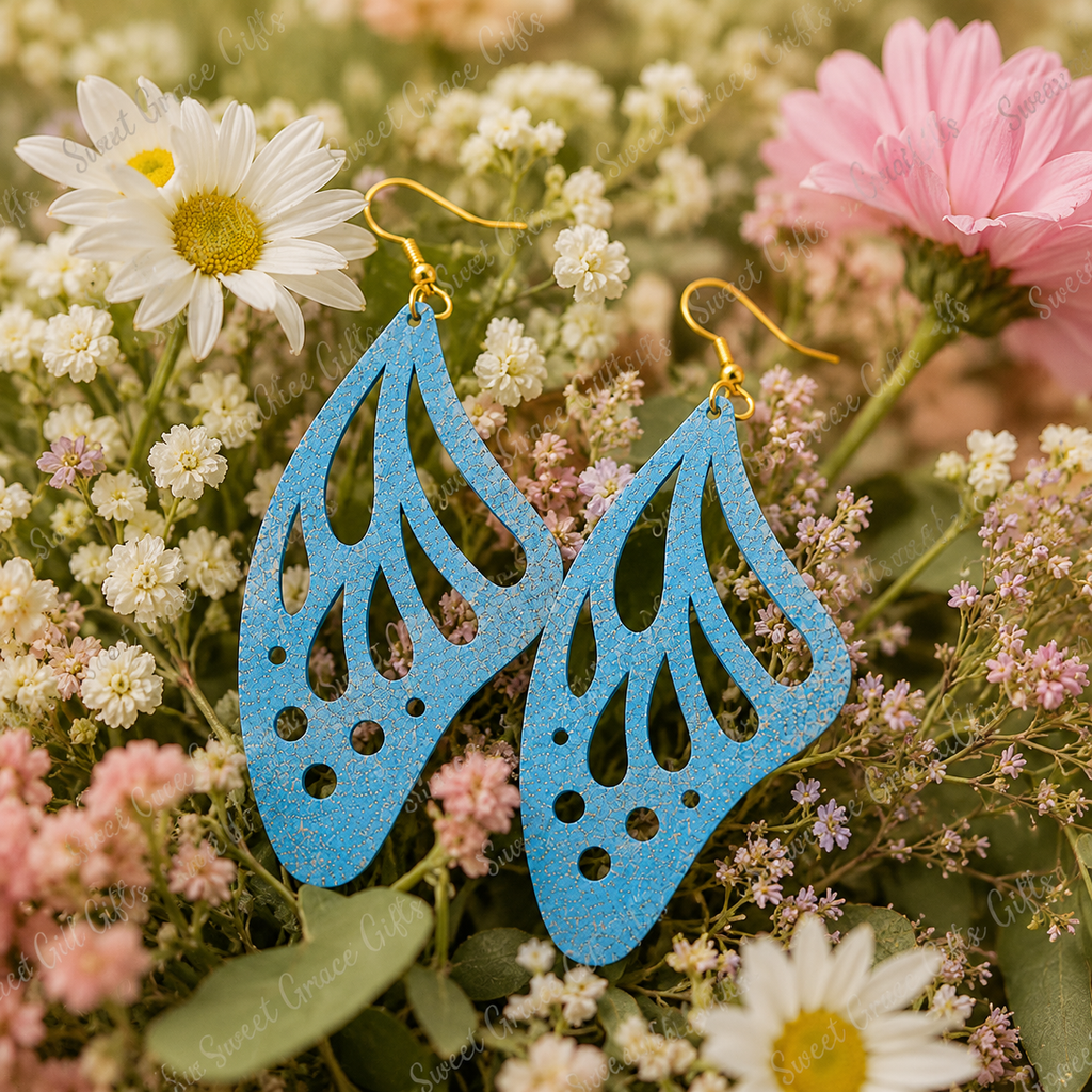 🦋 Turquoise Butterfly Wing Earrings | Laser Cut Dangle Earrings | Boho Statement Jewelry | Lightweight Butterfly Earrings