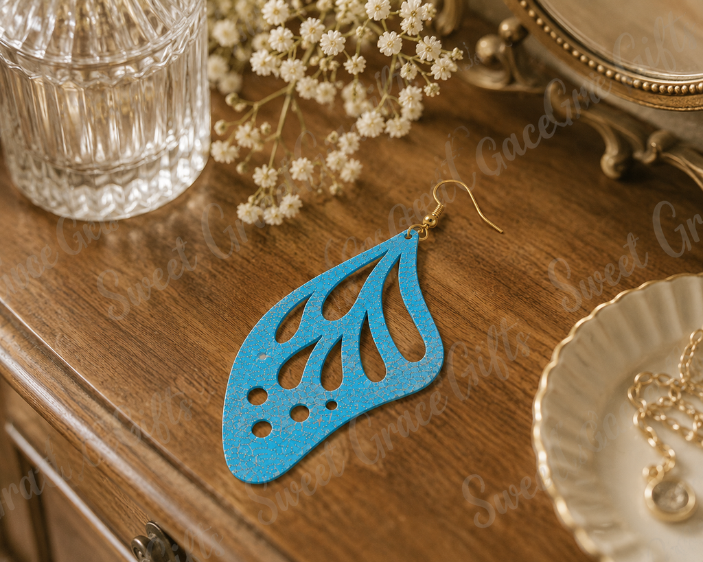 🦋 Turquoise Butterfly Wing Earrings | Laser Cut Dangle Earrings | Boho Statement Jewelry | Lightweight Butterfly Earrings