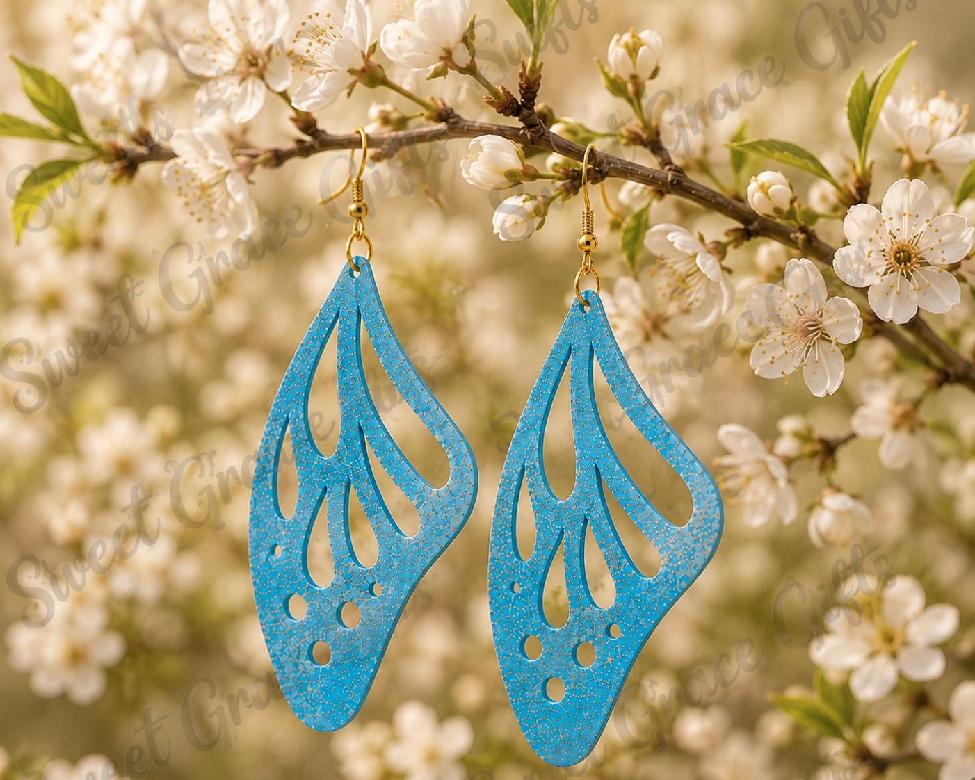 🦋 Turquoise Butterfly Wing Earrings | Laser Cut Dangle Earrings | Boho Statement Jewelry | Lightweight Butterfly Earrings