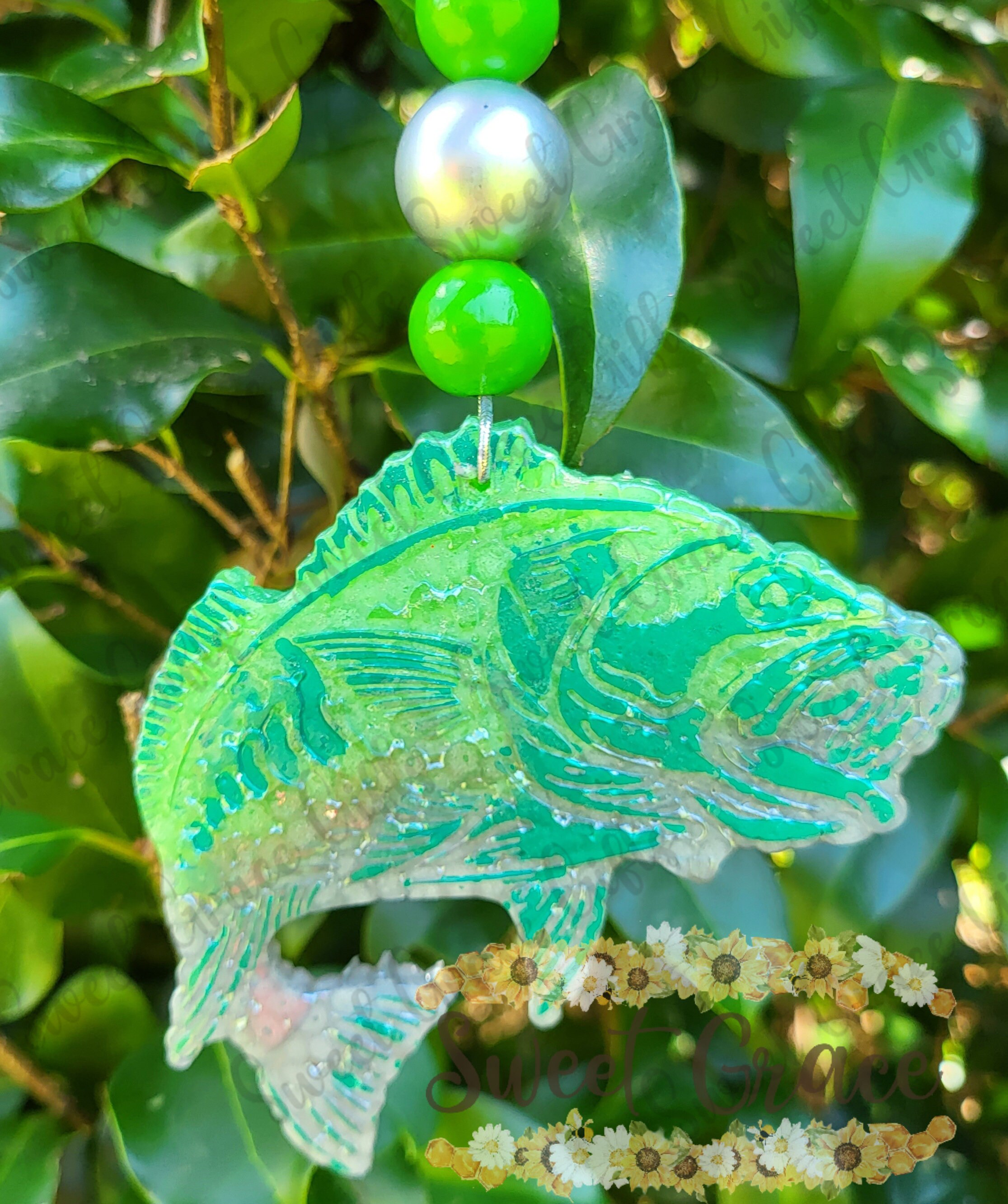 Bass Fishing Car Freshie | Fisherman Gift | Handmade Car Air Freshener | Fishing Lover Car Charm | Truck Decor | Outdoor Freshie | Gift for Him