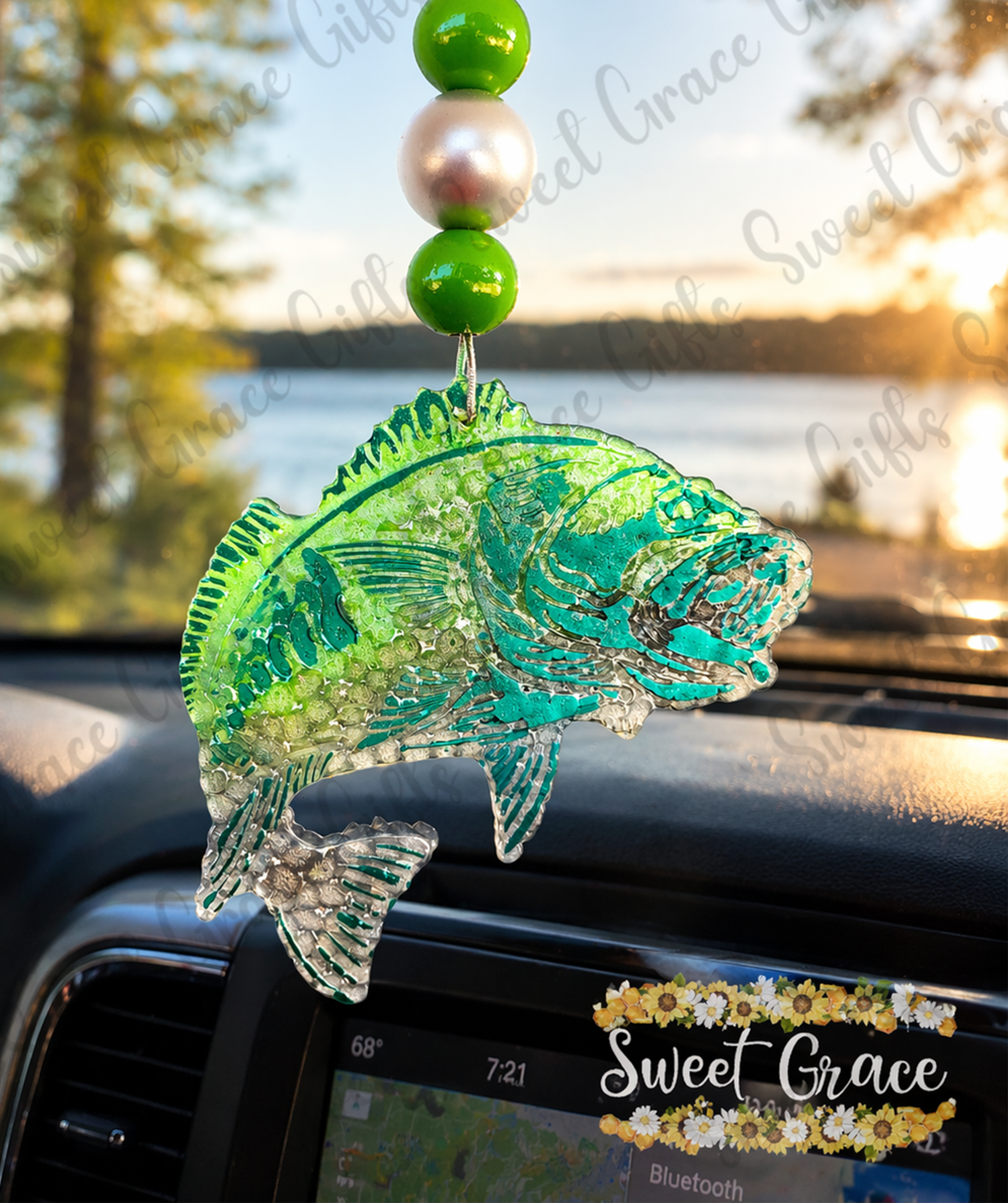 Bass Fishing Car Freshie | Fisherman Gift | Handmade Car Air Freshener | Fishing Lover Car Charm | Truck Decor | Outdoor Freshie | Gift for Him