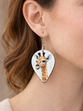 Giraffe Earrings, Sublimated Teardrop Jewelry, Animal Lover Gift