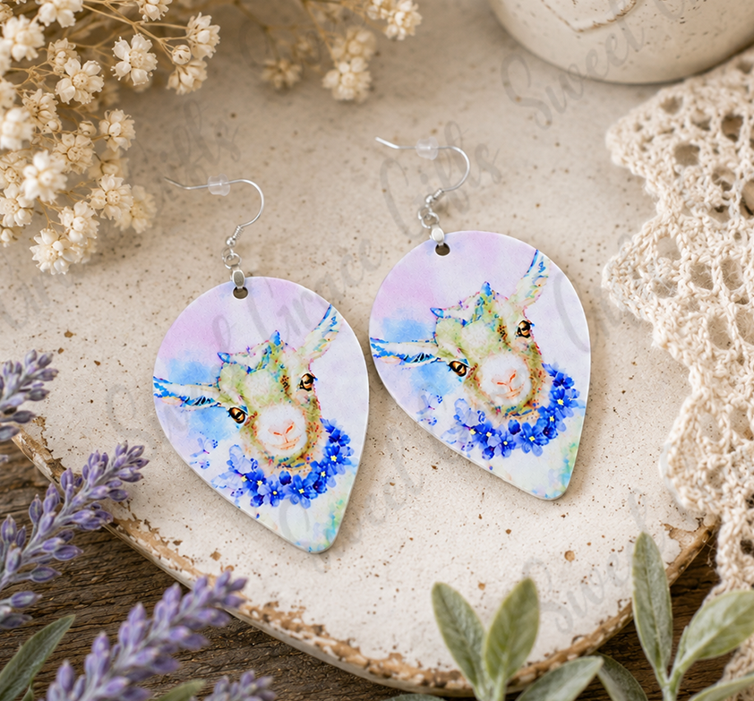 🐐 Watercolor Goat Teardrop Earrings | Goat Lover Gift | Farm Animal Dangle Earrings | Colorful Farmhouse Jewelry for Women