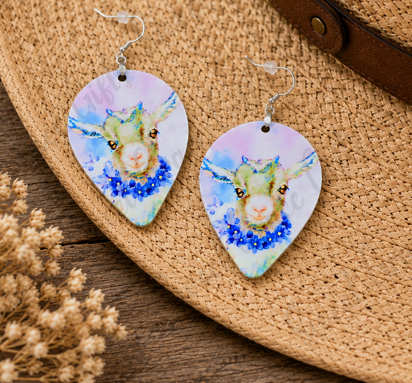 🐐 Watercolor Goat Teardrop Earrings | Goat Lover Gift | Farm Animal Dangle Earrings | Colorful Farmhouse Jewelry for Women