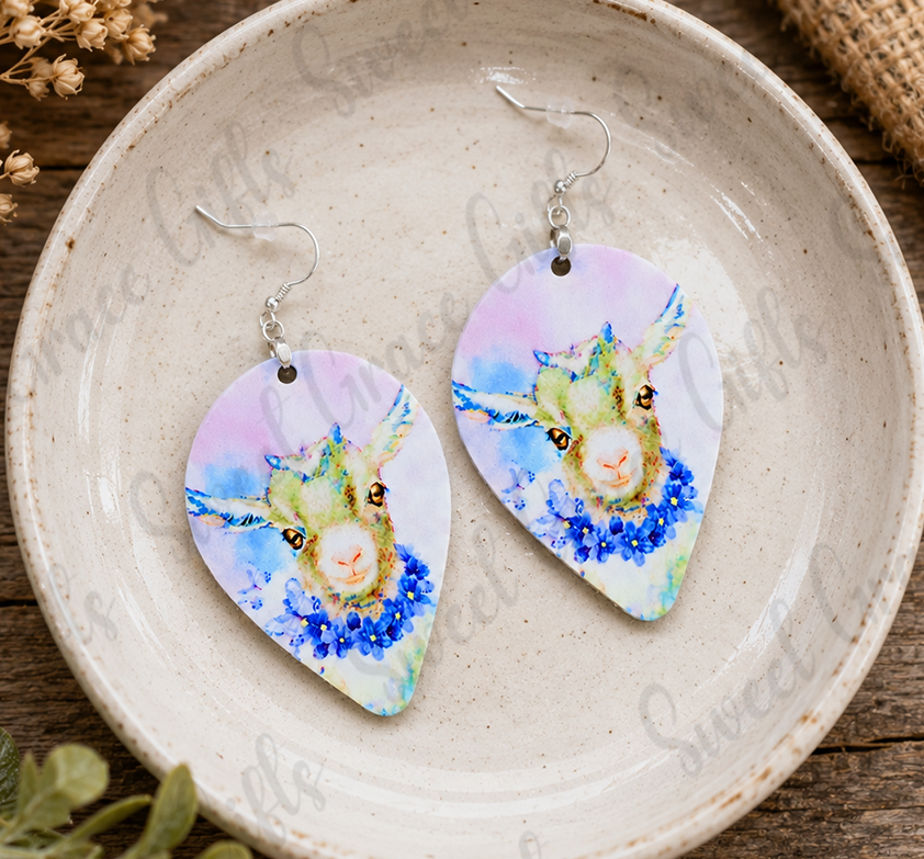 🐐 Watercolor Goat Teardrop Earrings | Goat Lover Gift | Farm Animal Dangle Earrings | Colorful Farmhouse Jewelry for Women