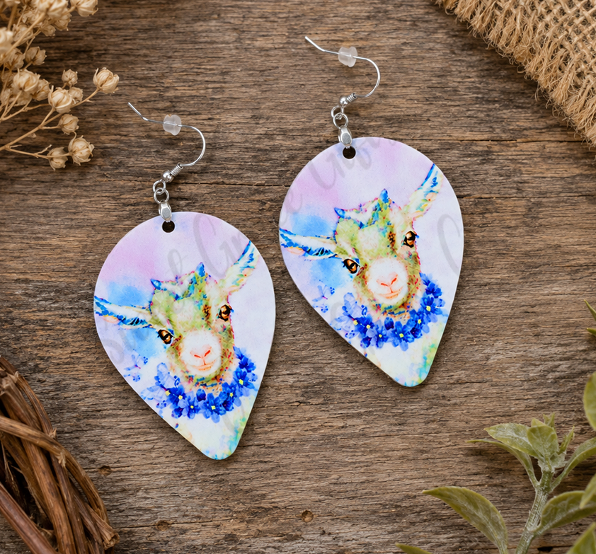 🐐 Watercolor Goat Teardrop Earrings | Goat Lover Gift | Farm Animal Dangle Earrings | Colorful Farmhouse Jewelry for Women