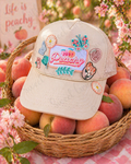 Just Peachy Trucker Hat, Peach Patch Hat, Cute Floral Baseball Cap, Summer Mesh Hat, Girly Snapback, Boutique Style Hat