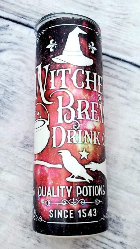 Witches Brew tumbler, Halloween spooky cup, horror fan cup, stainless steel tumbler