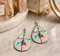 Floral Faith Cross Earrings | Christian Teardrop Dangle Earrings | Pink Watercolor Flower Faith Jewelry | Gift for Women