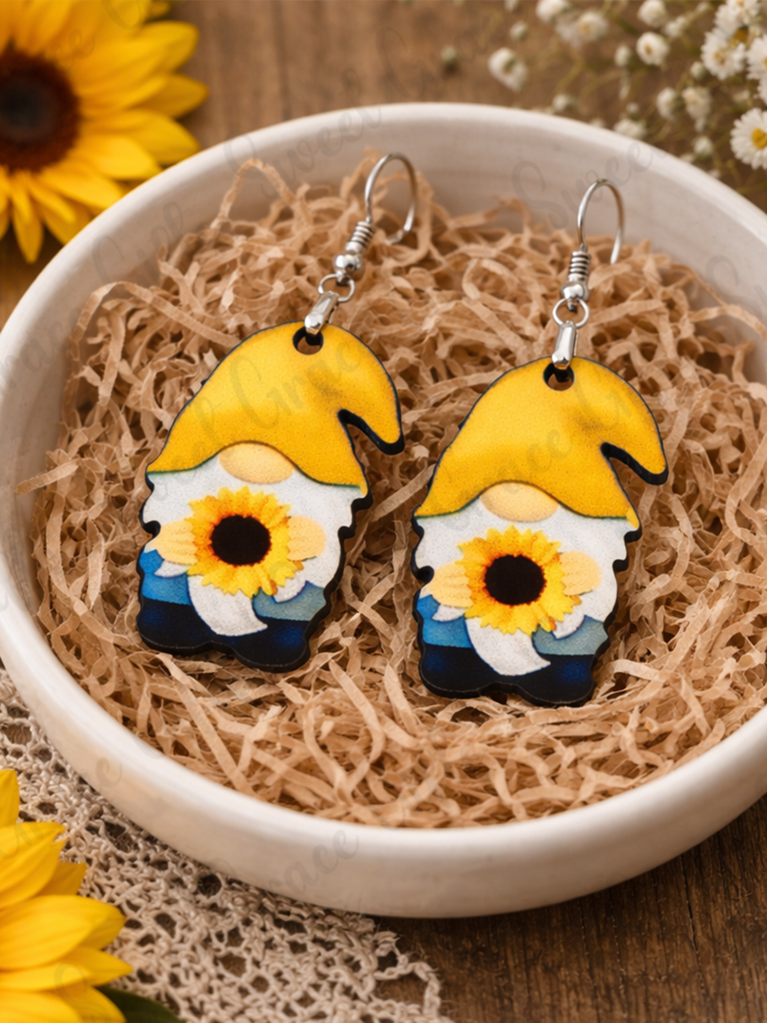 🌻🇺🇸 Patriotic Sunflower Teardrop Earrings | American Flag Sunflower Dangle Earrings | 4th of July Jewelry | USA Pride Gift